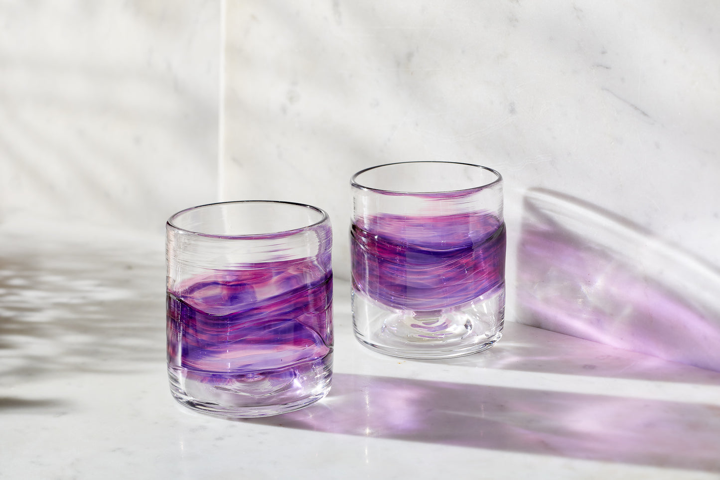 Purple Low Ball Rocks Glasses