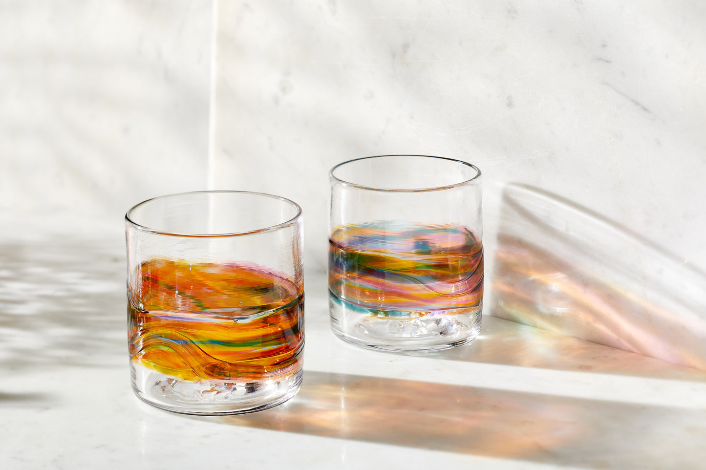 Sunset Low Ball Rocks Glasses
