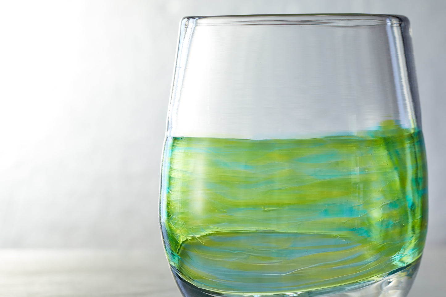 Green Stemless Wine Glasses