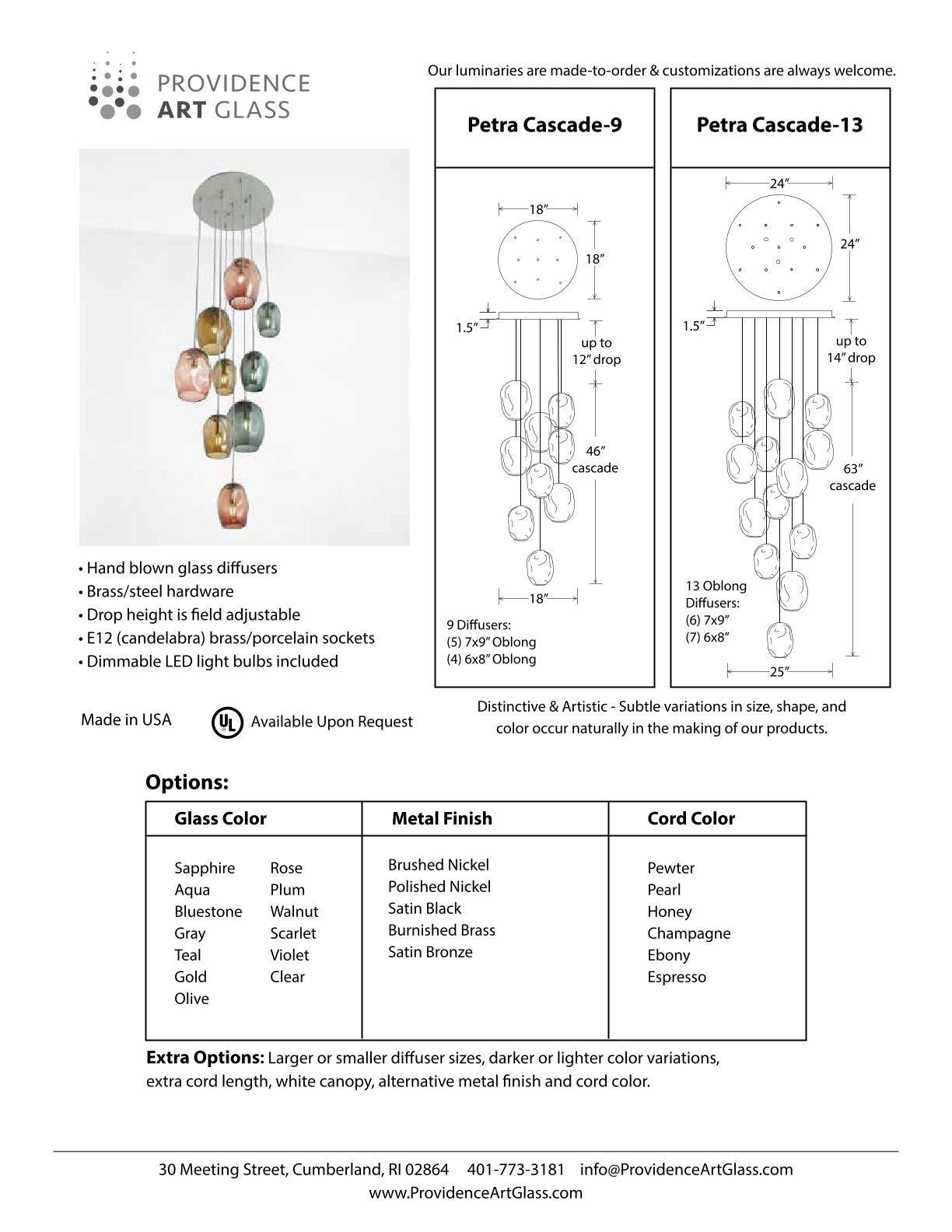 Petra Cascade Chandelier (9 or 13 Lights)