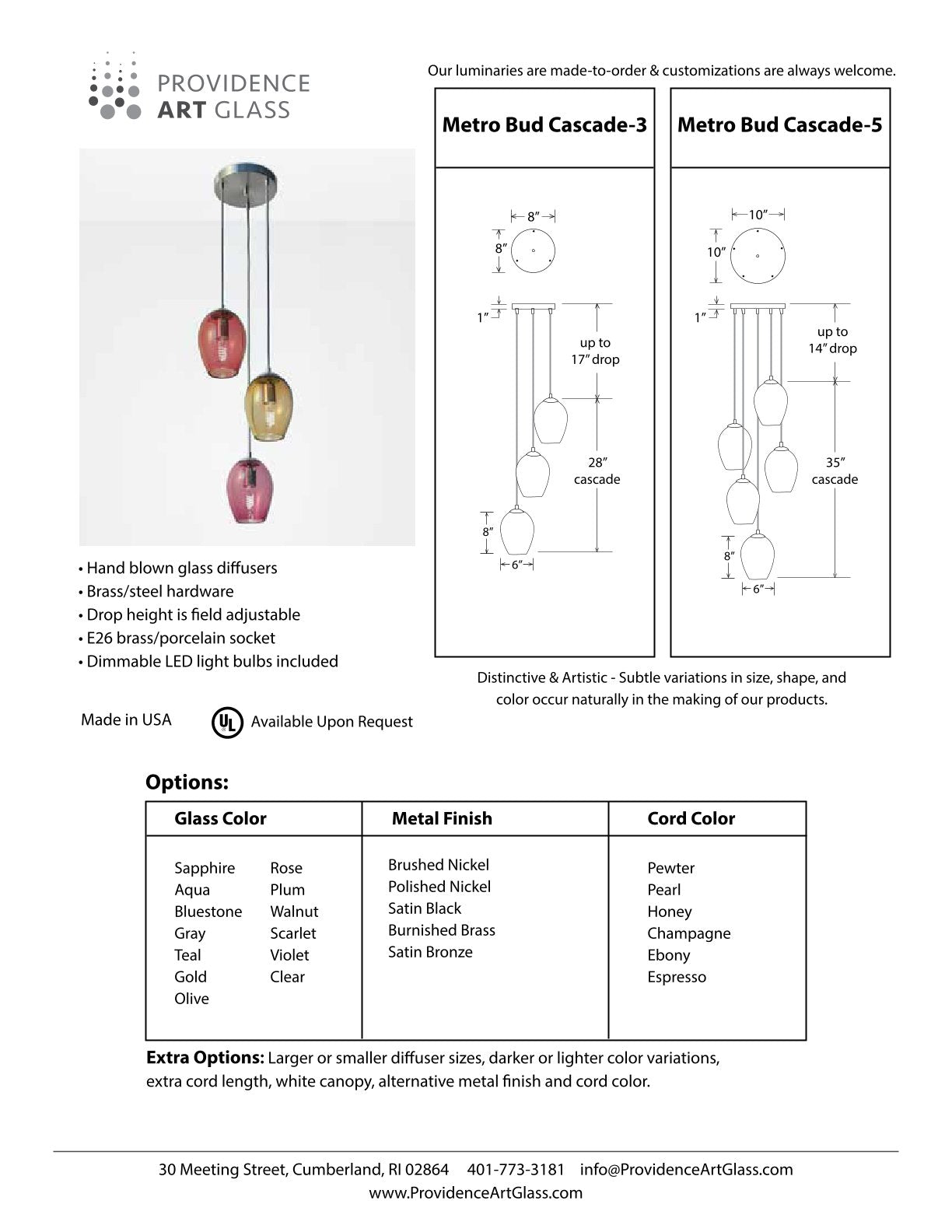 Metro Bud Cascade Chandelier (3 or 5 Lights)