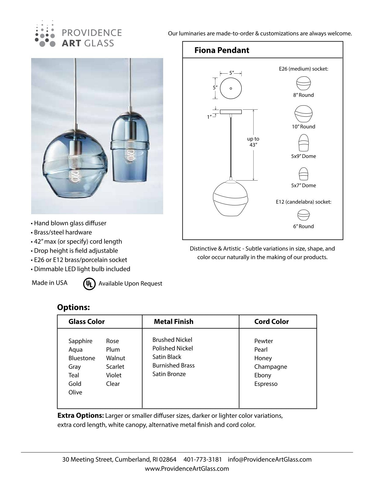 Pollock Blue Pendant Light