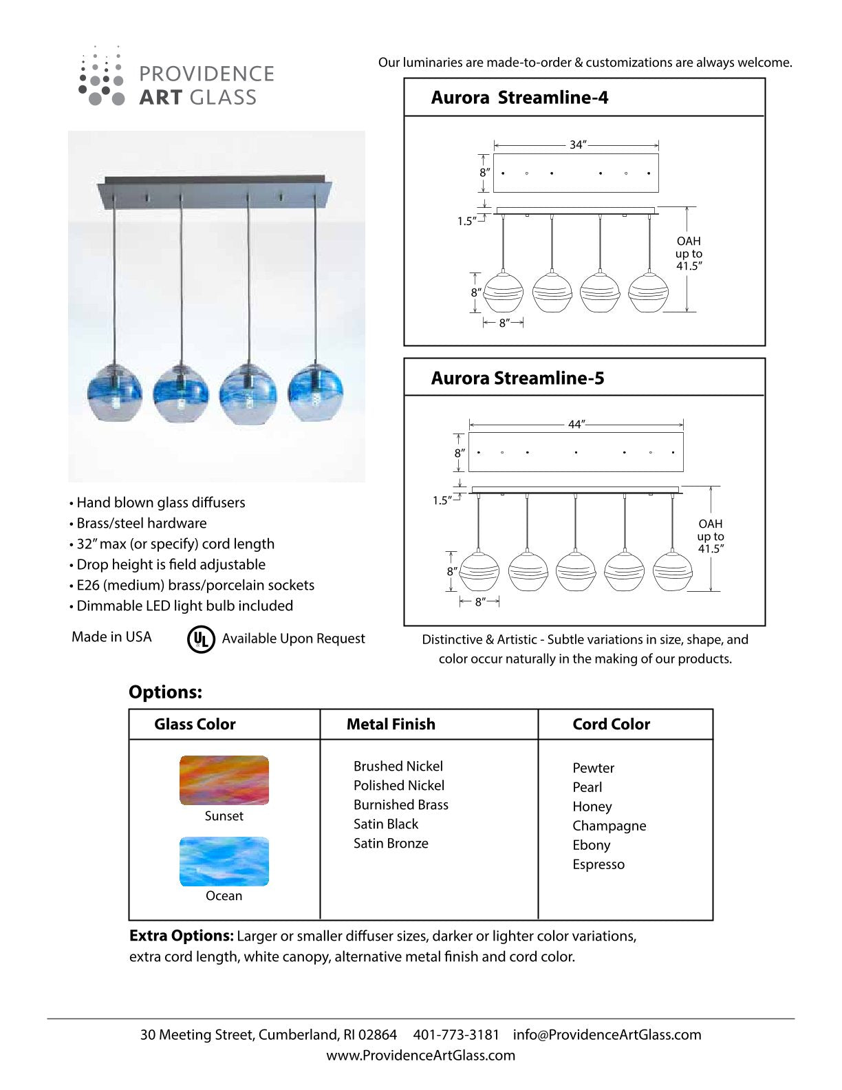 Aurora Streamline 5 Chandelier