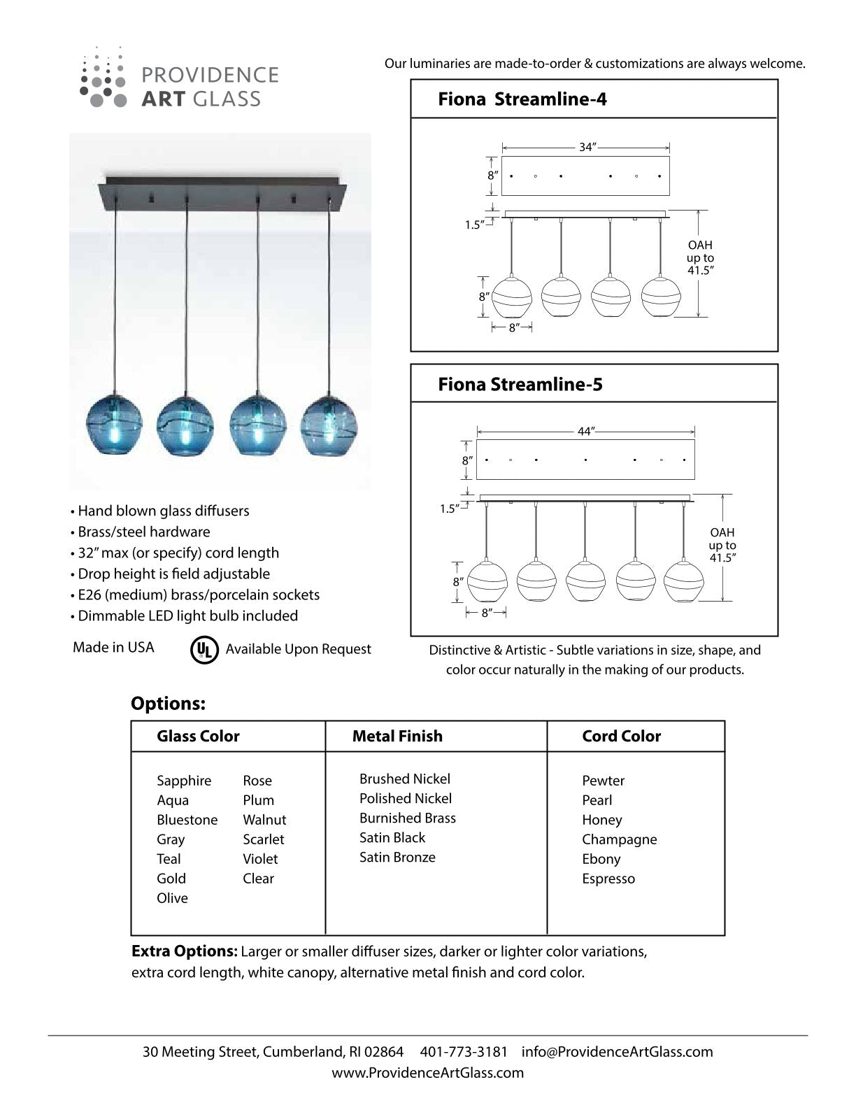 Aurora Streamline 4 Chandelier