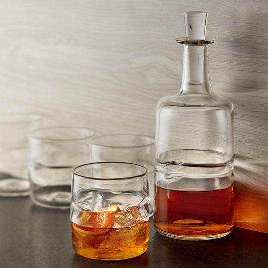 Bourbon Set - Decanter with 4 Matching Rocks Glasses