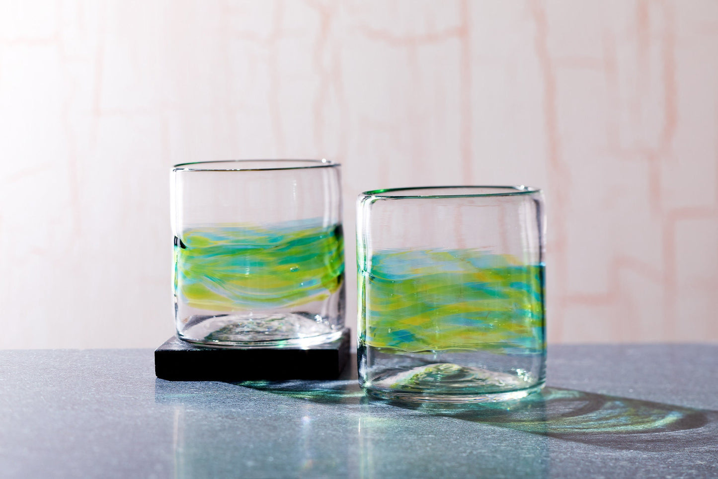 Green Low Ball Rocks Glasses