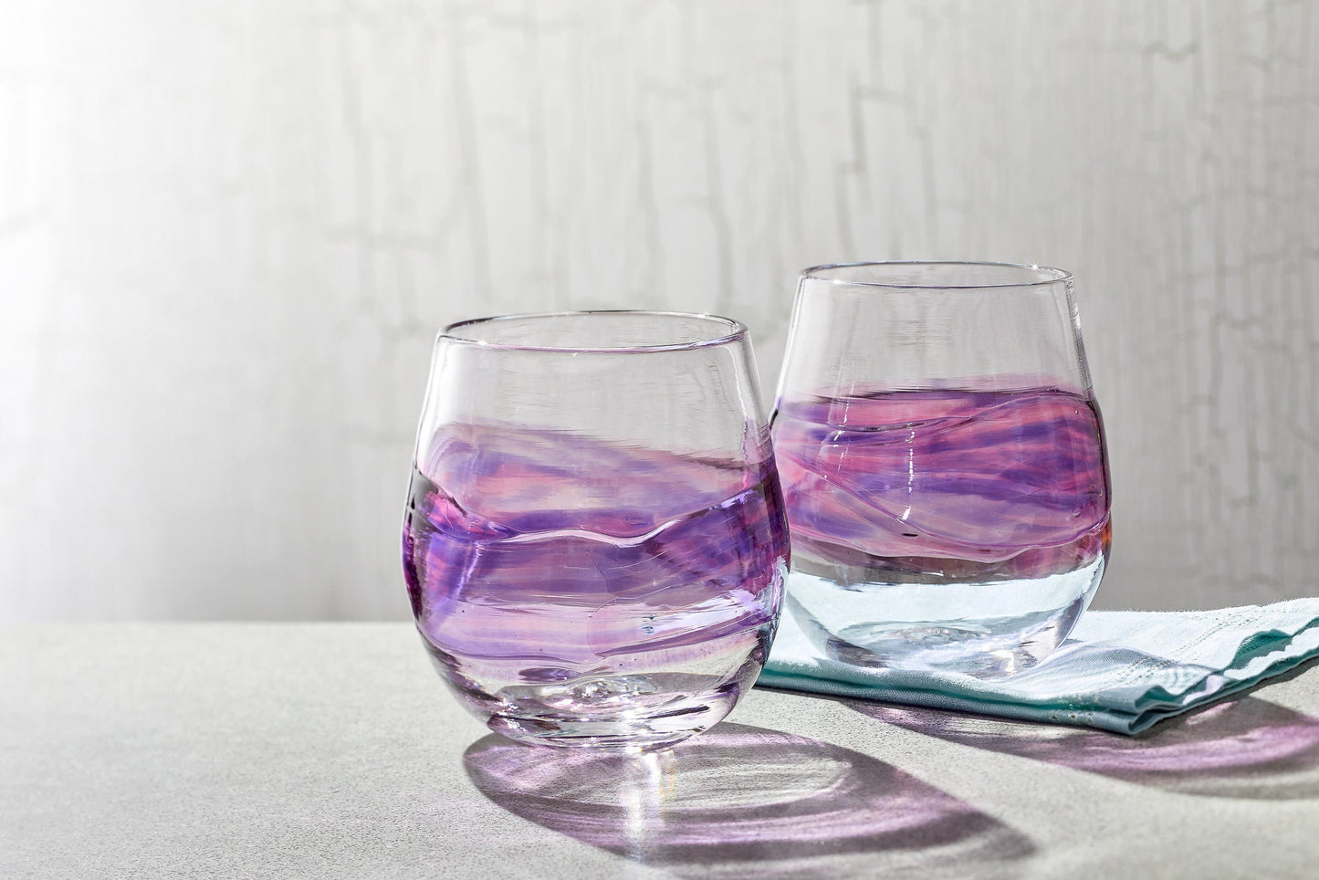 Purple Stemless Wine Glasses