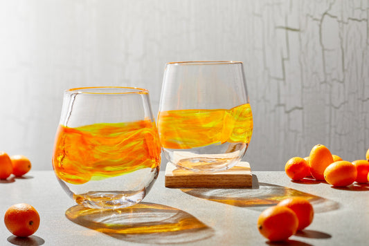 Orange Stemless Wine Glasses