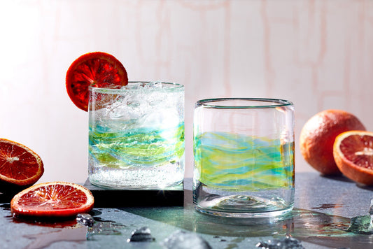 Green Low Ball Rocks Glasses