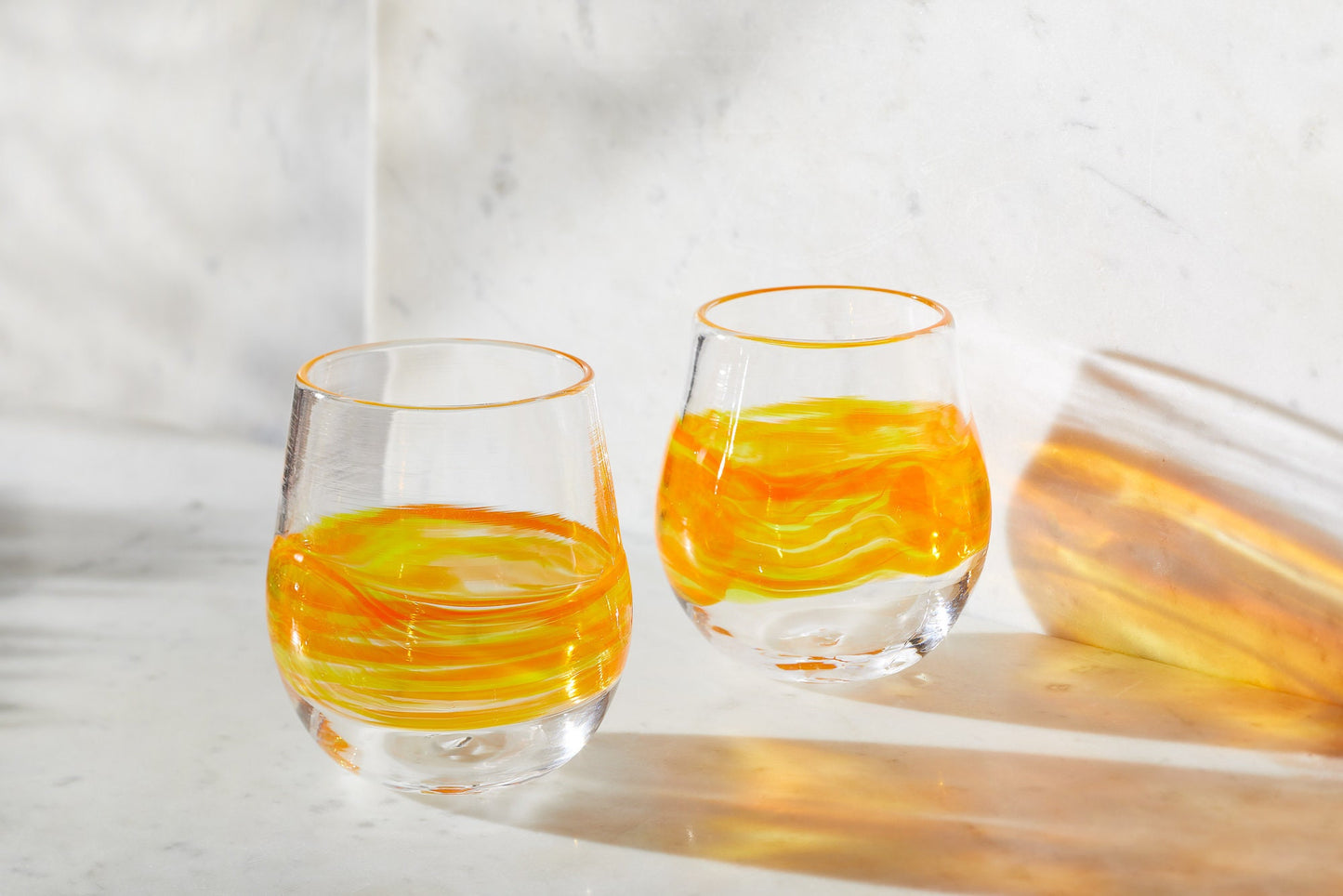 Orange Stemless Wine Glasses