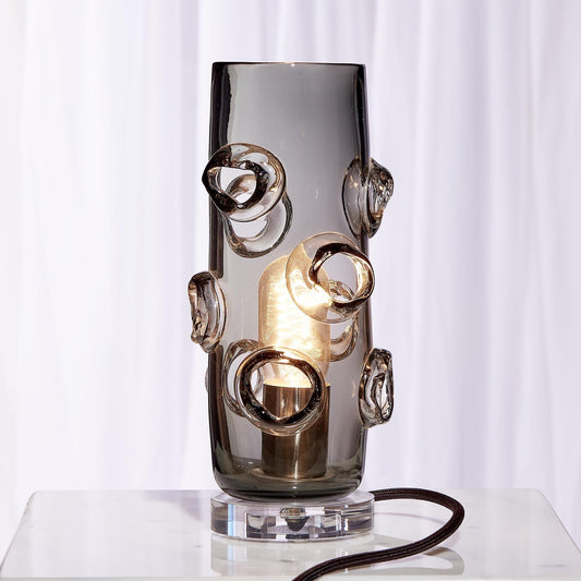 Grey Glass Meteor Table Lamp