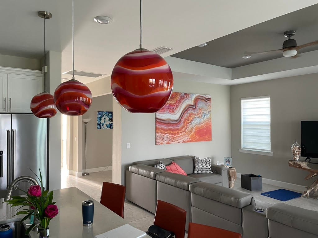 Orange/Fuschia Wave Pendant Light