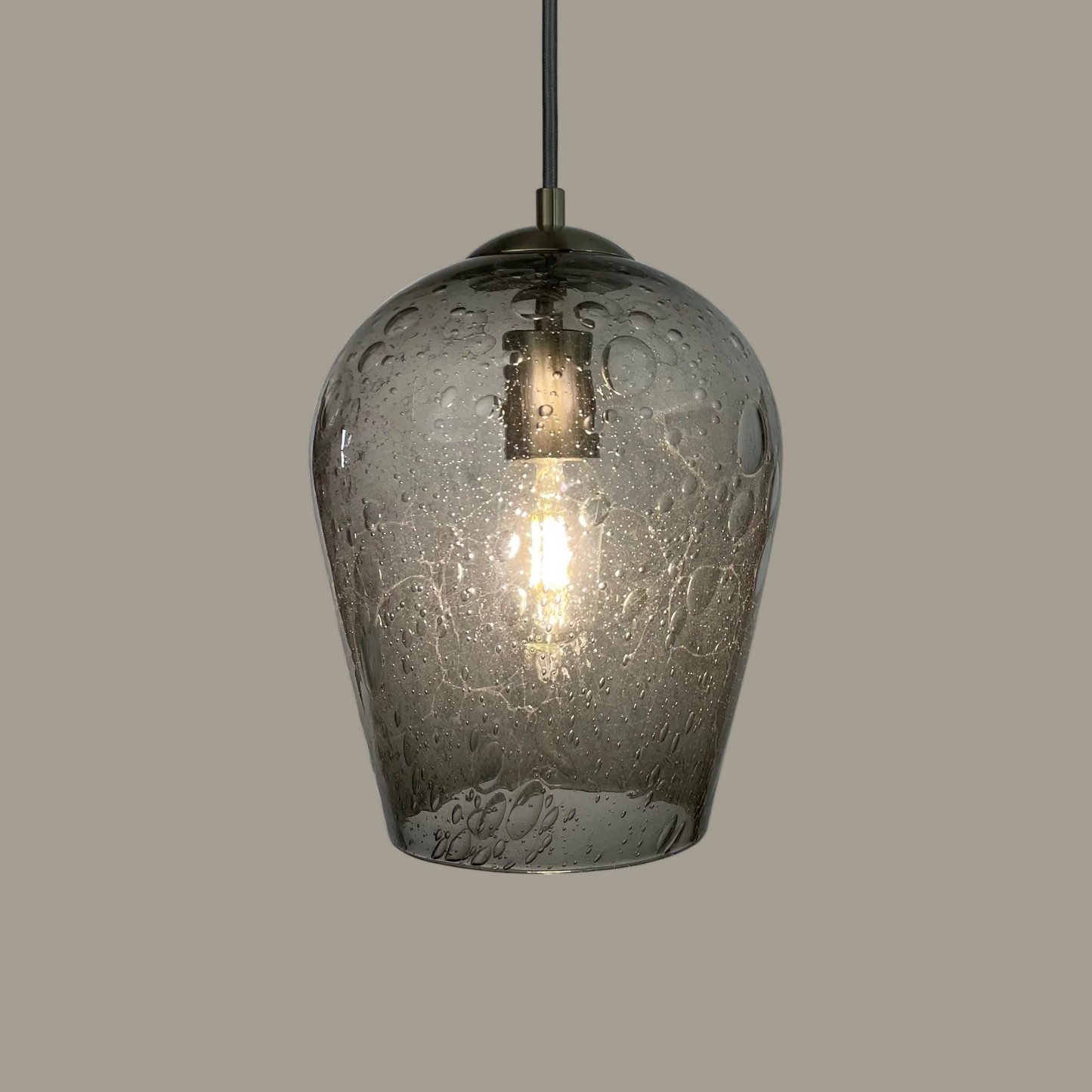 Grey bubble glass pendant light