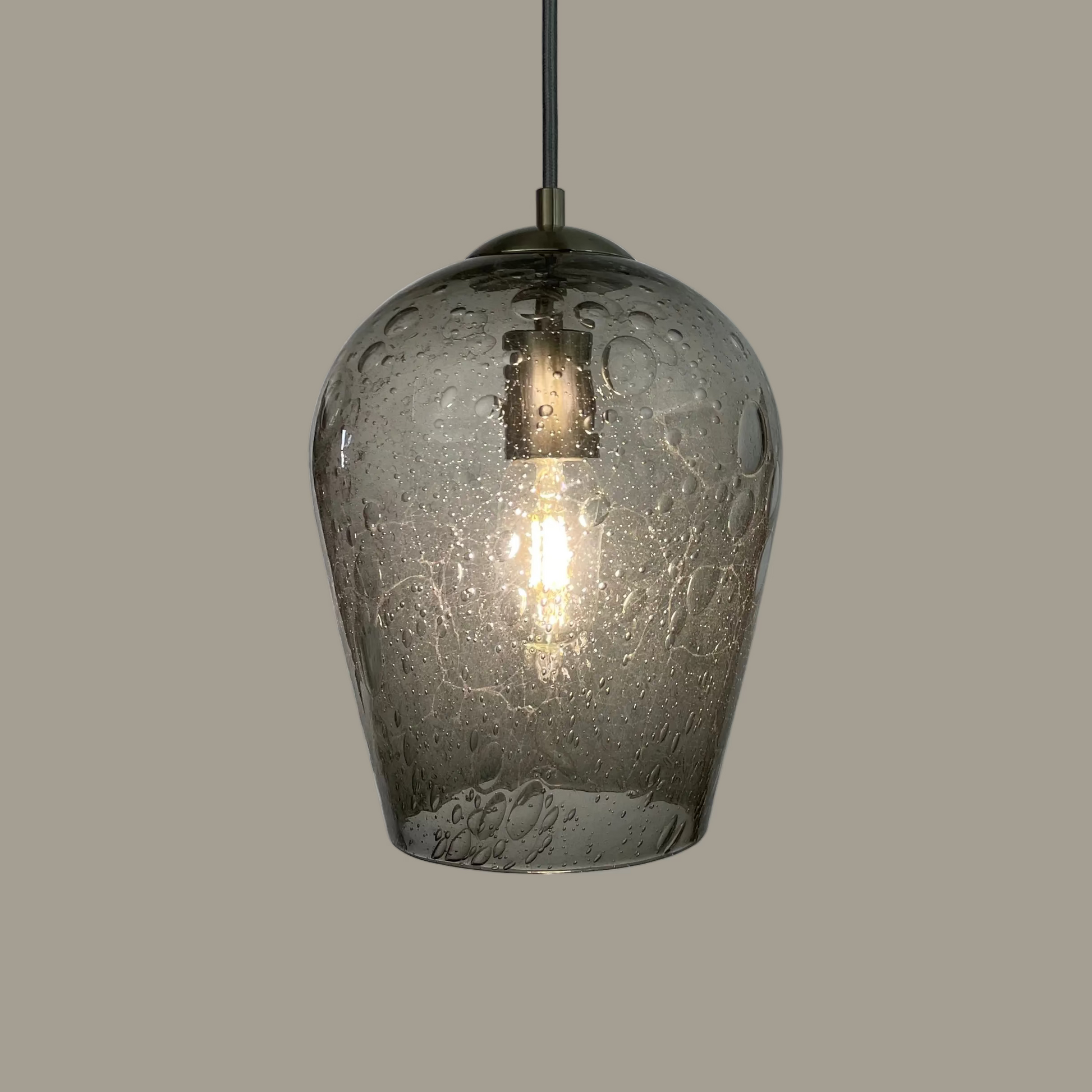 Grey bubble glass pendant light