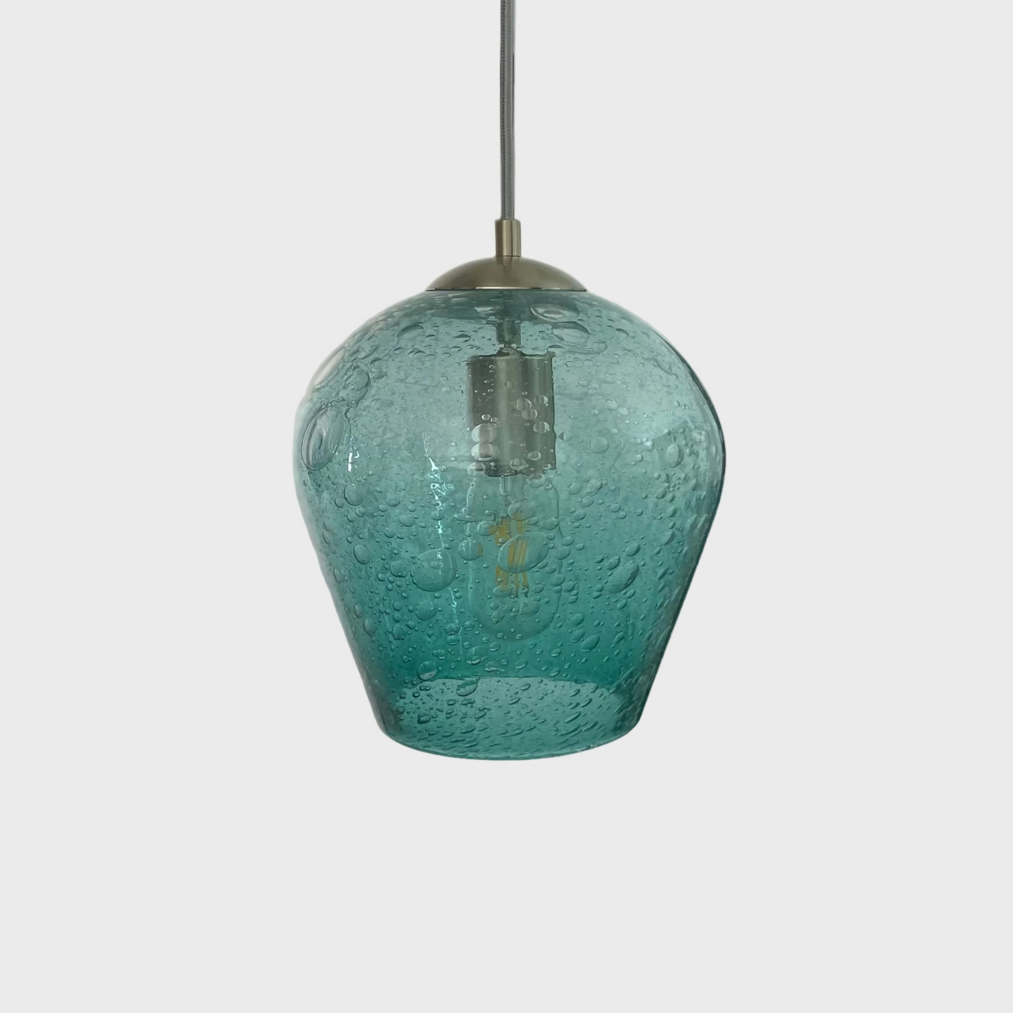 Teal bubble glass pendant light