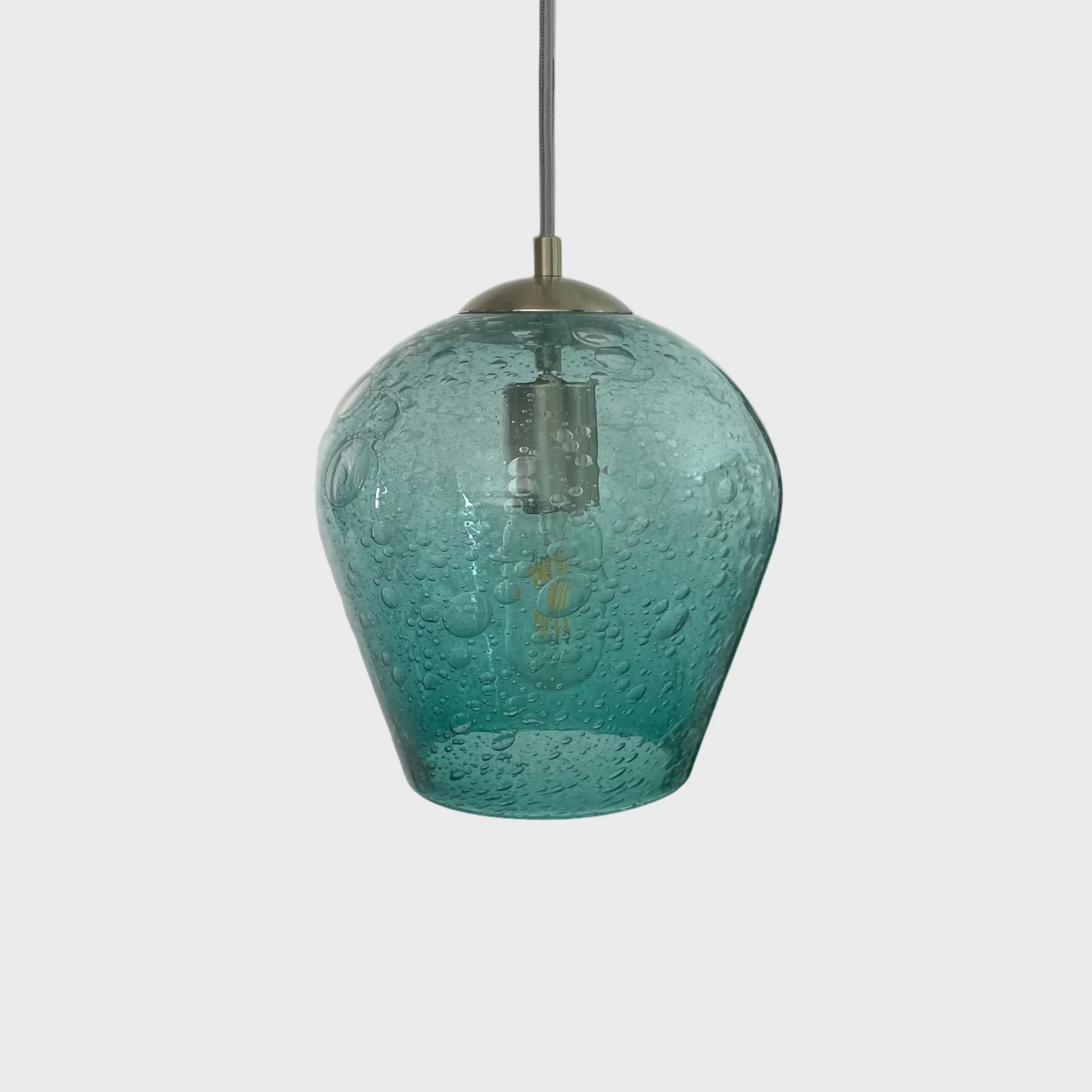 Teal bubble glass pendant light