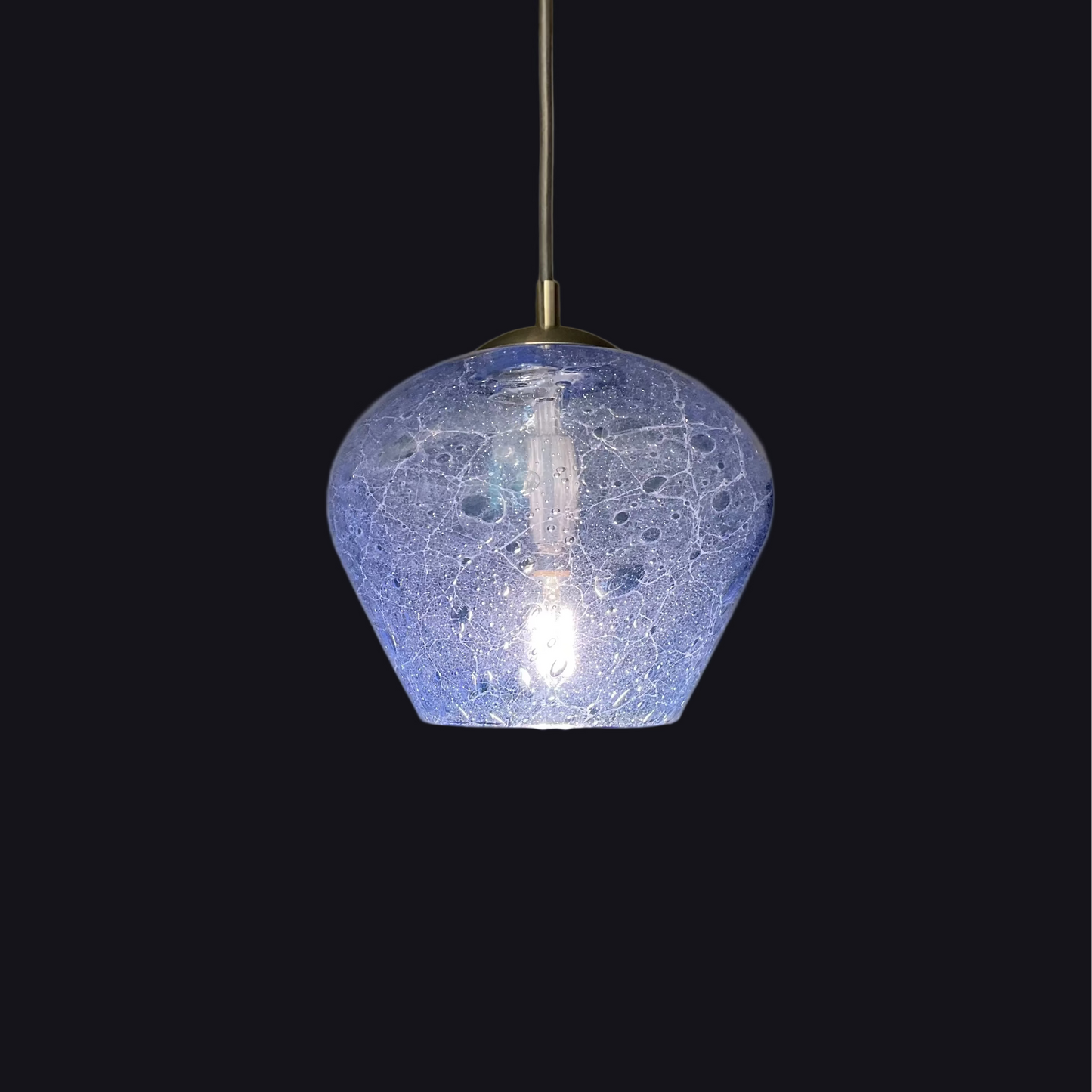 Blue bubble glass pendant light