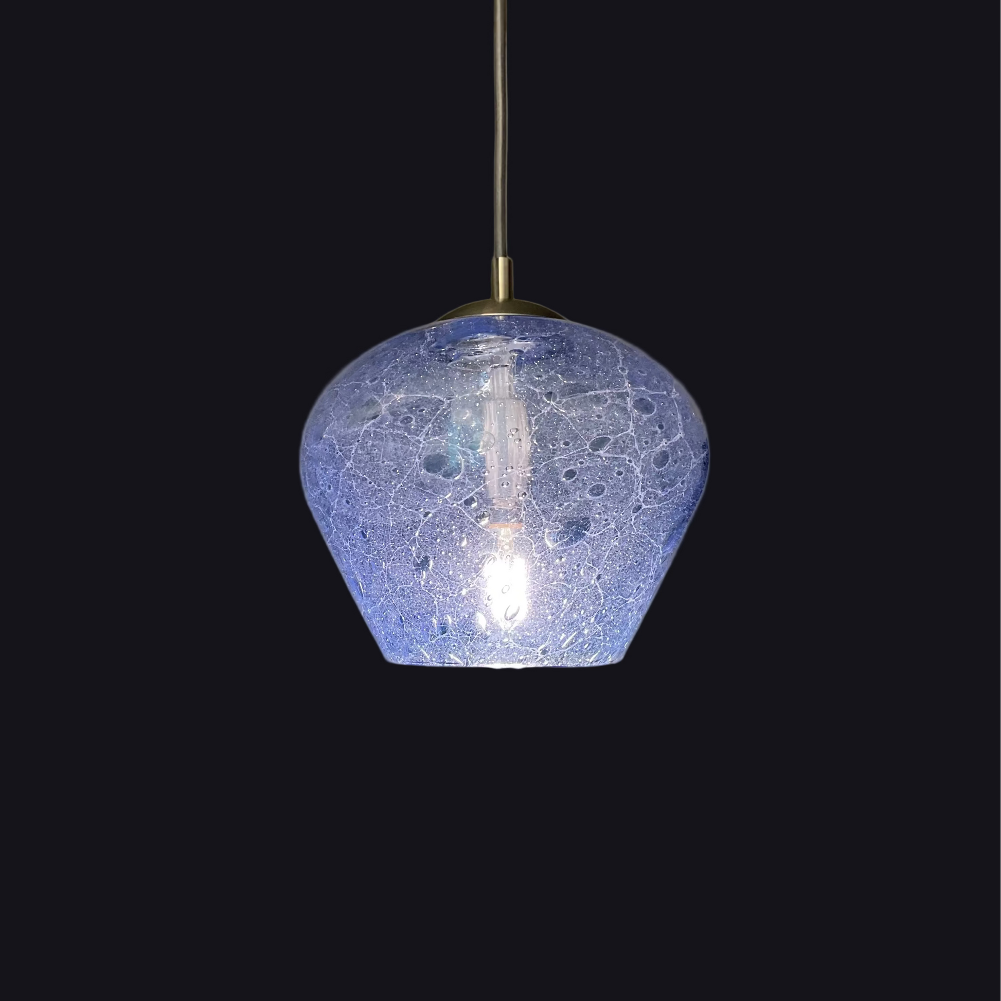 Blue bubble glass pendant light