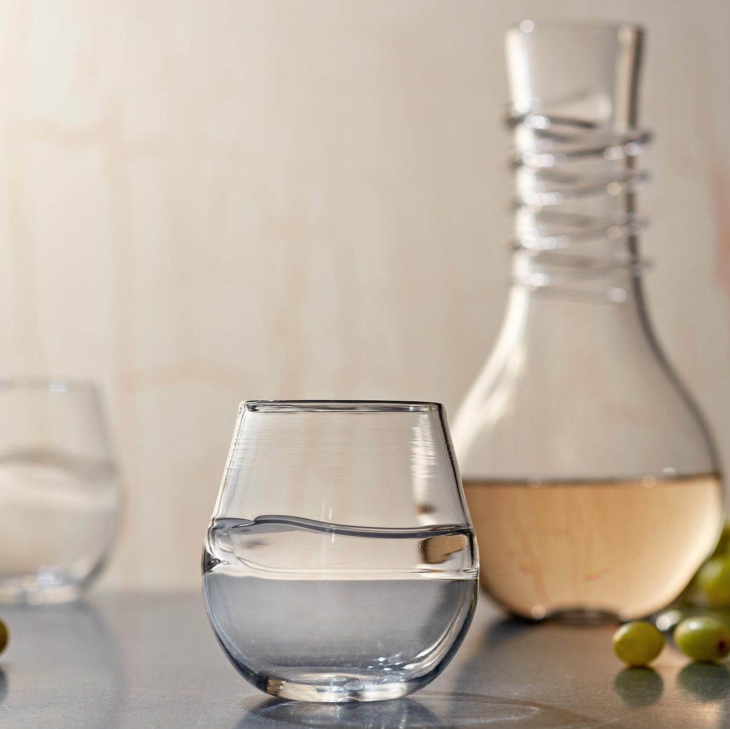 Stemless Wine Glasses | Clear Hand Blown Glass Sets | Cocktail Bar Glasses | Made in USA