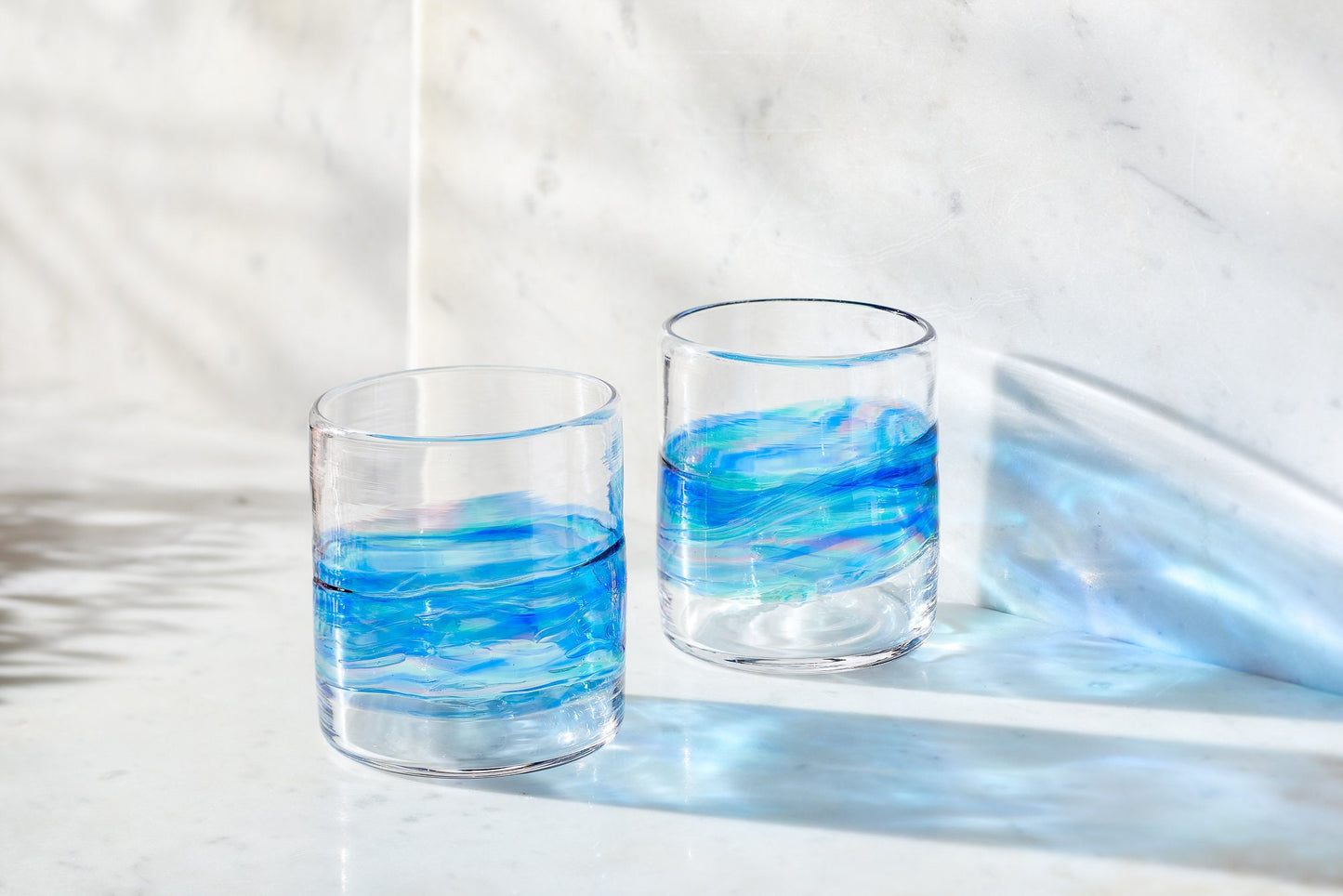 Blue Low Ball Rocks Glasses