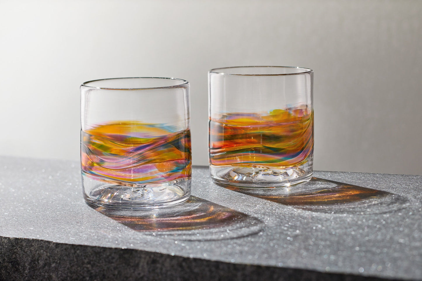 Whiskey Rock Glasses for Cocktails, Wine, or Bourbon. Handmade Hand Blown Glassware, barware, and glass sets. Made in USA.