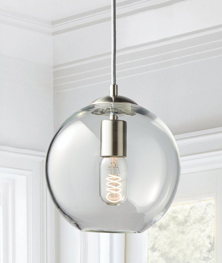 Clear Metro Art Glass Pendant Light. Handmade in USA