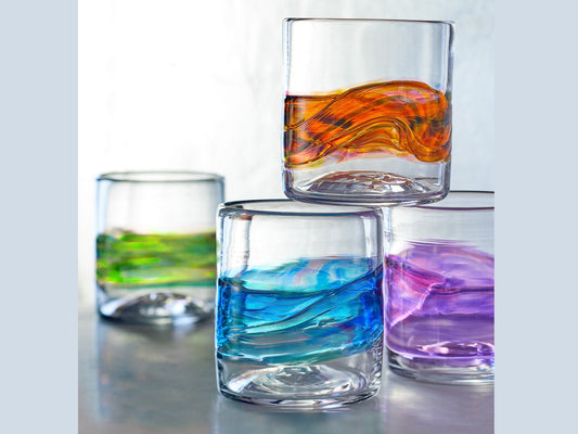 Set of 4 Rocks Glasses | Hand Blown Drinking Glasses | Made in USA