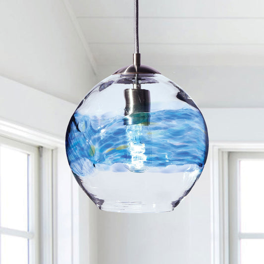 Pendant Light • Hand Blown Glass • Aurora Ocean • Made to Order