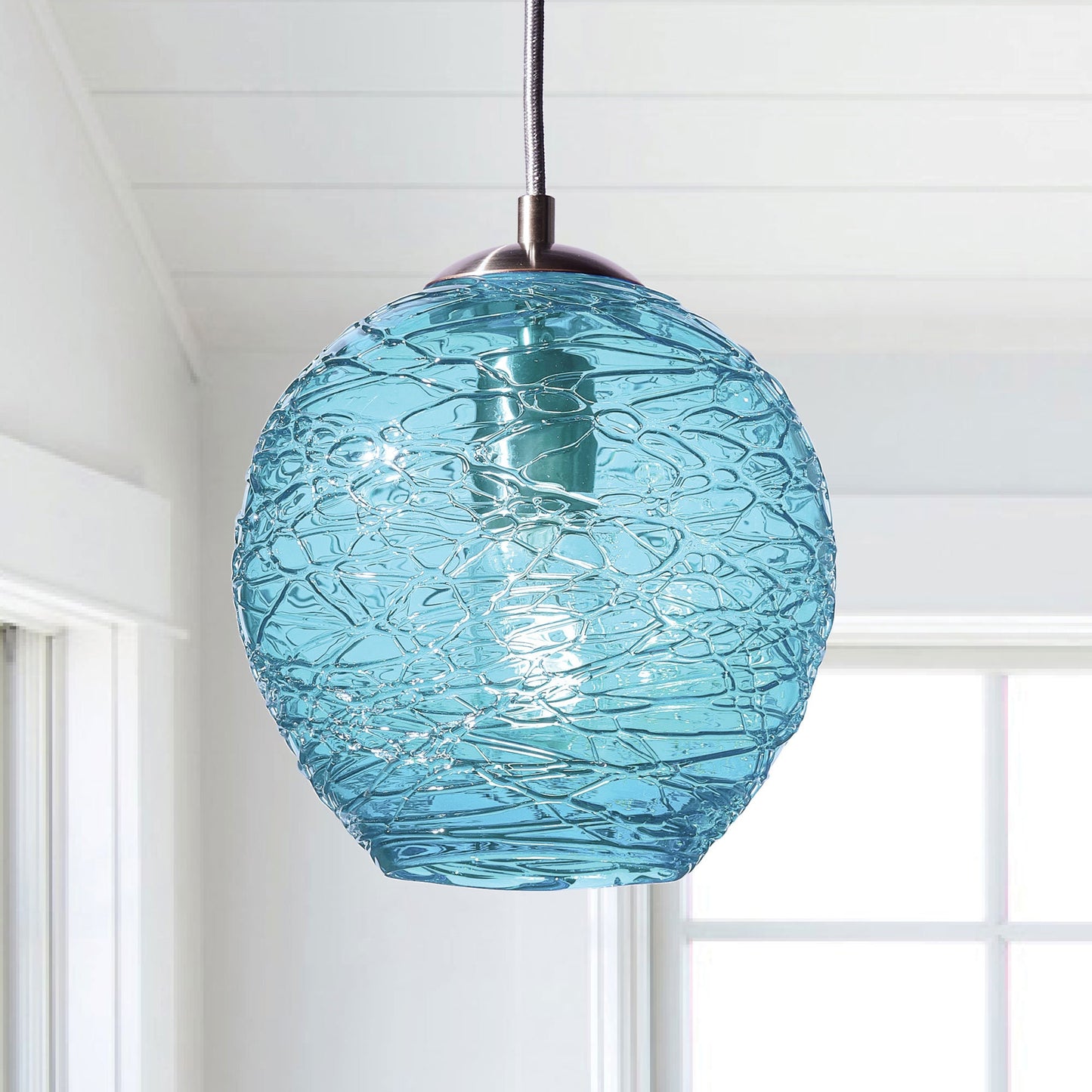 Pendant Light • Hand Blown Glass • Stella Aqua • Made to Order