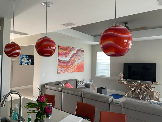 Orange/Fuschia Wave Pendant Light